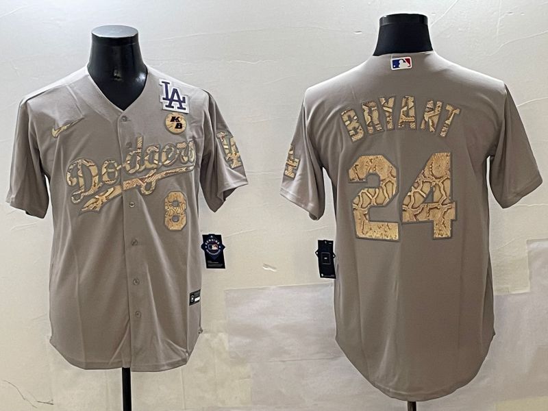 Men Los Angeles Dodgers 24 Bryant Grey Fashion Game 2025 Nike MLB Jersey style 3066